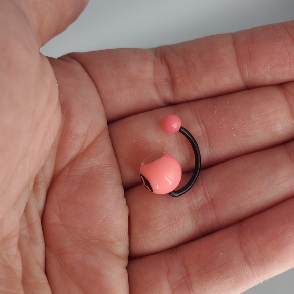 Pink Plastic Magic 8 Ball Belly Ring - Picture 3 of 4